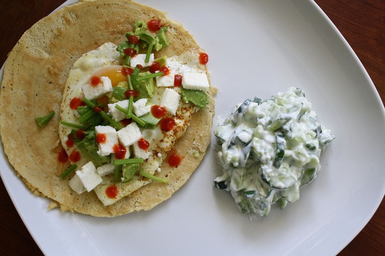 Wraps Recipe - Mexican Breakfast Tortilla Wrap with Eggs and Feta